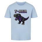 voxel t-rex kinder bio baumwolle shirt für kids hell blau