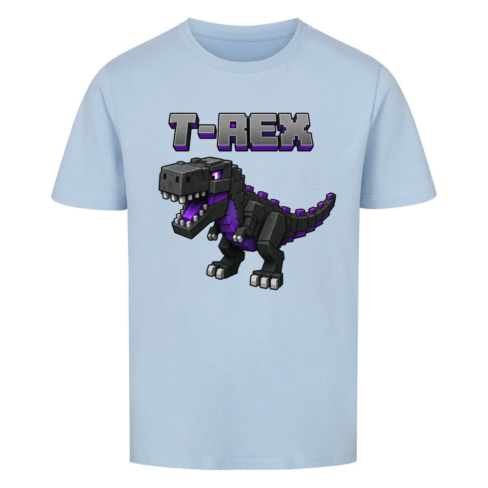 voxel t-rex kinder bio baumwolle shirt für kids hell blau