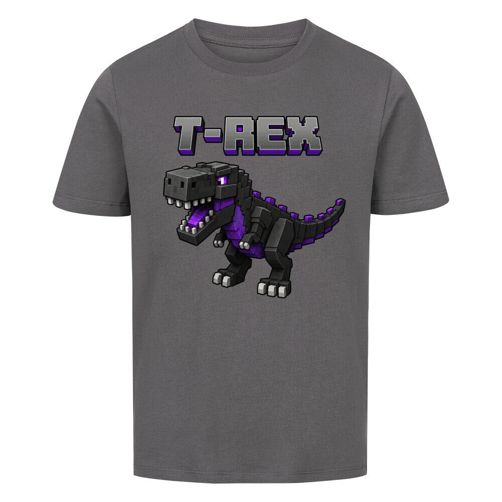 voxel t-rex kinder bio baumwolle shirt für kids anthrazit