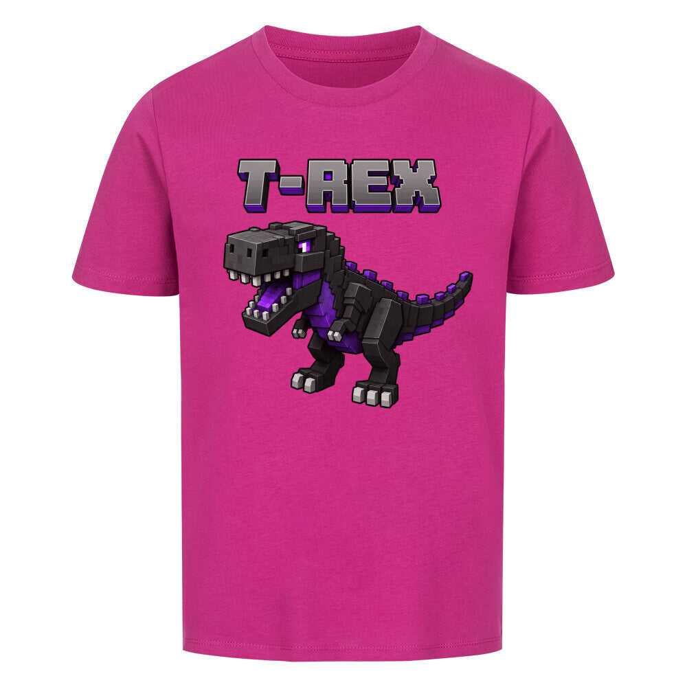 voxel t-rex kinder bio baumwolle shirt für kids lila