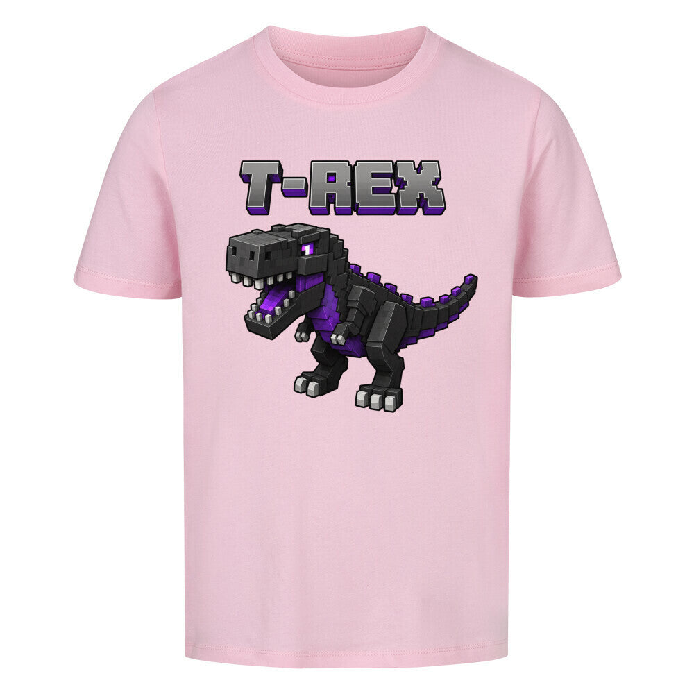voxel t-rex kinder bio baumwolle shirt für kids pink