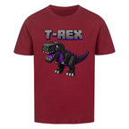 voxel t-rex kinder bio baumwolle shirt für kids weinrot
