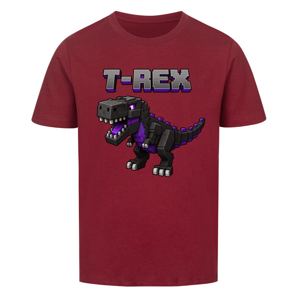 voxel t-rex kinder bio baumwolle shirt für kids weinrot