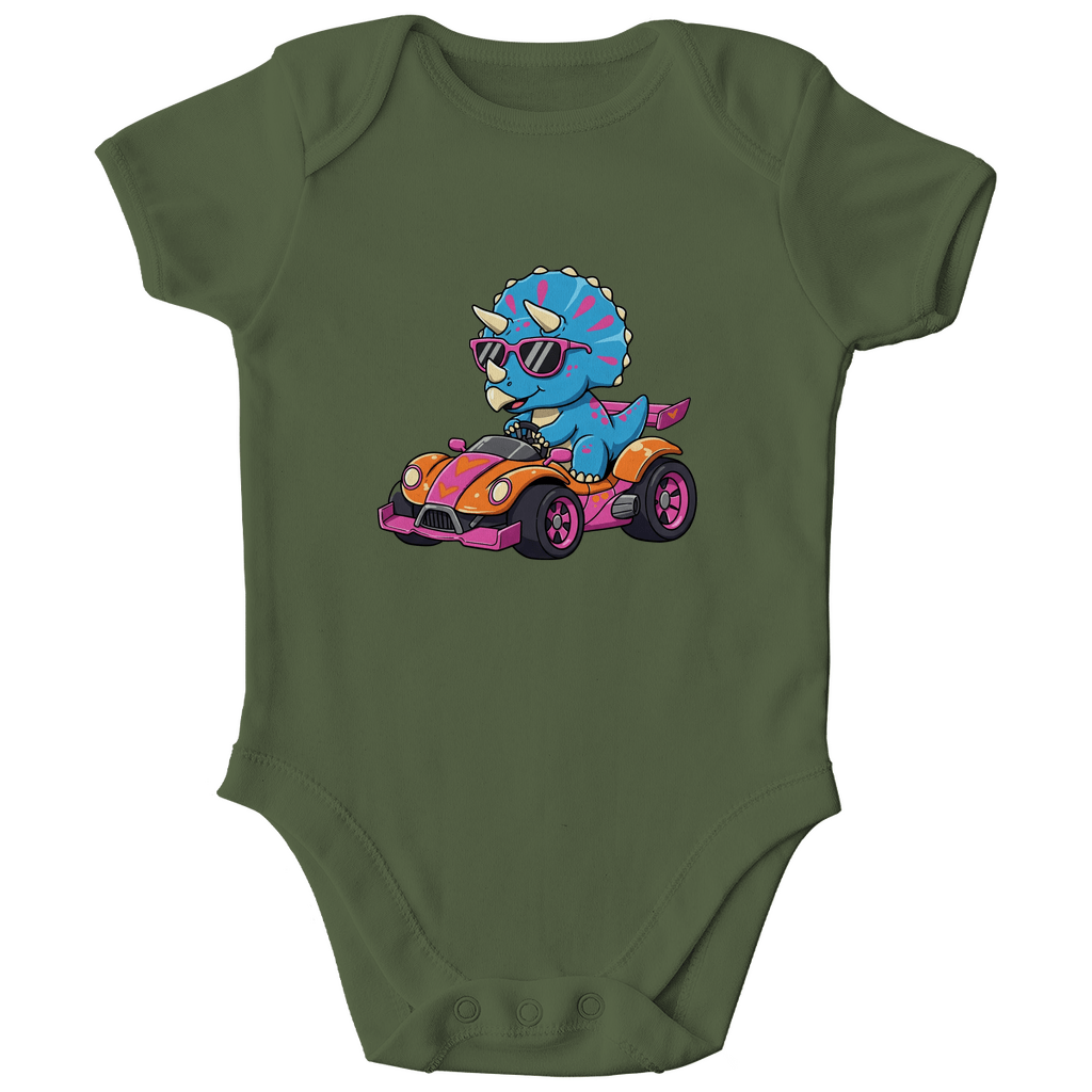 Baby Body Bio Baumwolle - Süßer Dino im Rennwagen - KinderMode Shop super angenehm Online Kaufen Bestellen Deutschland