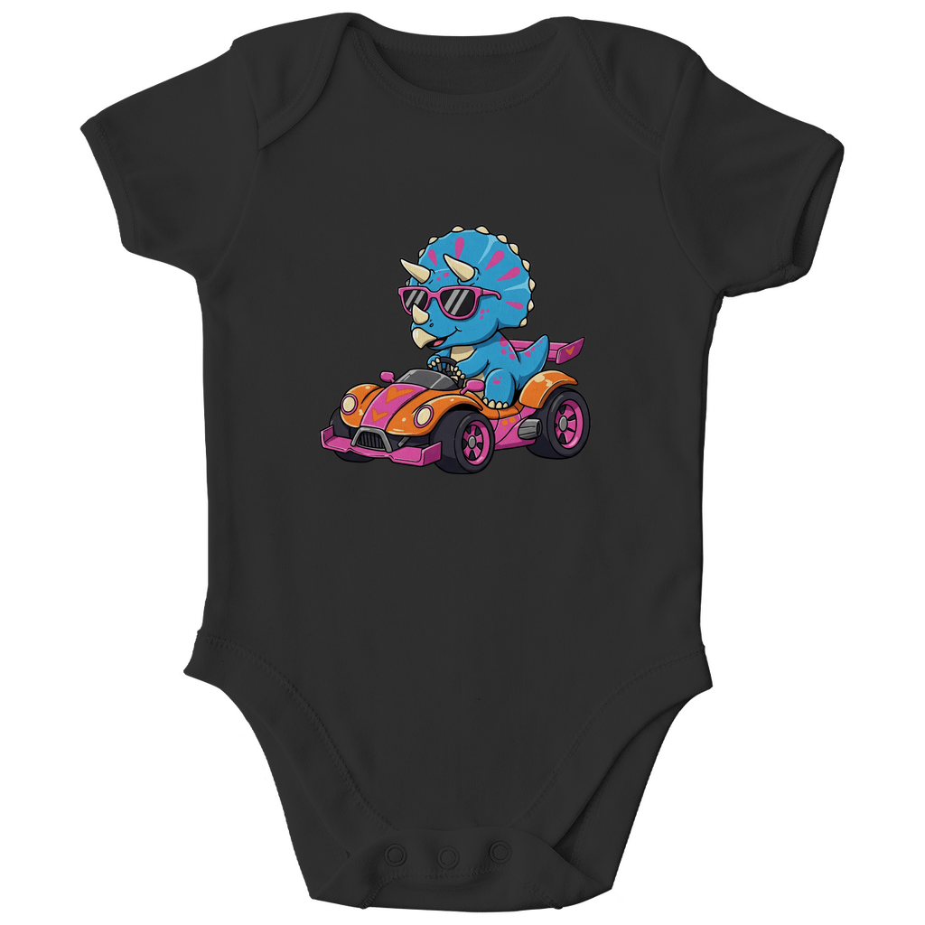 Baby Body Bio Baumwolle - Süßer Dino im Rennwagen - KinderMode Shop super angenehm Online Kaufen Bestellen Deutschland