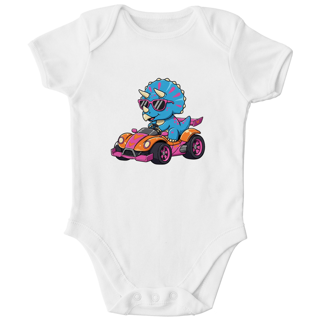 Baby Body Bio Baumwolle - Süßer Dino im Rennwagen - KinderMode Shop super angenehm Online Kaufen Bestellen Deutschland