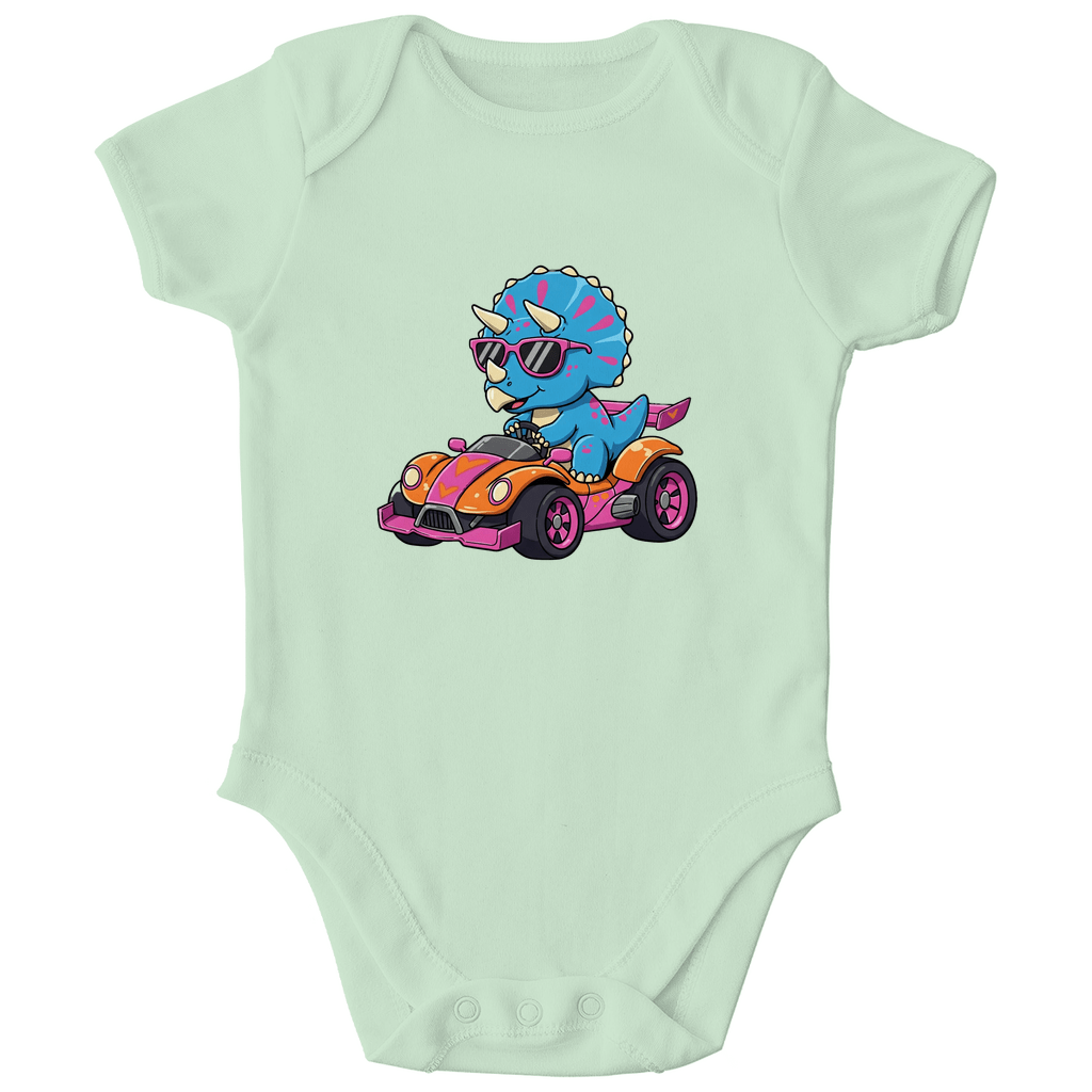 Baby Body Bio Baumwolle - Süßer Dino im Rennwagen - KinderMode Shop super angenehm Online Kaufen Bestellen Deutschland