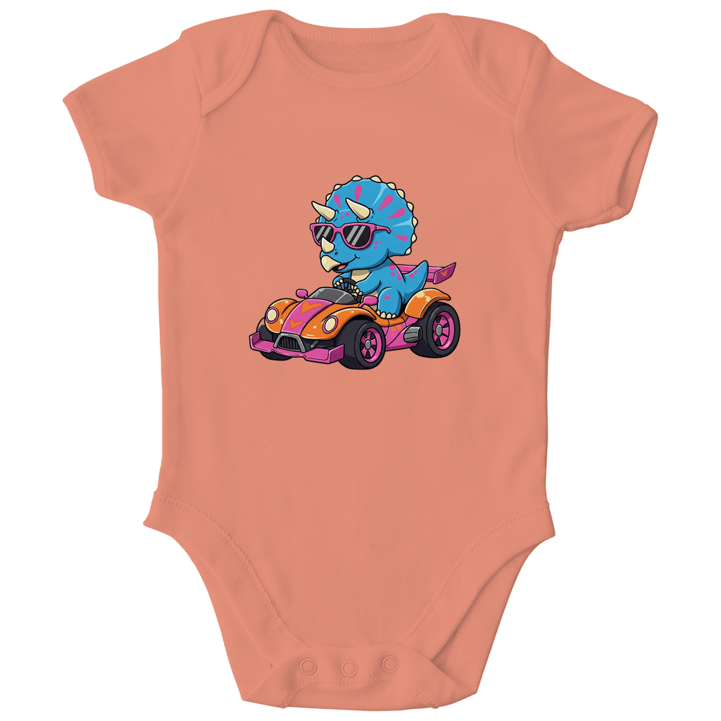 Baby Body Bio Baumwolle - Süßer Dino im Rennwagen - KinderMode Shop super angenehm Online Kaufen Bestellen Deutschland
