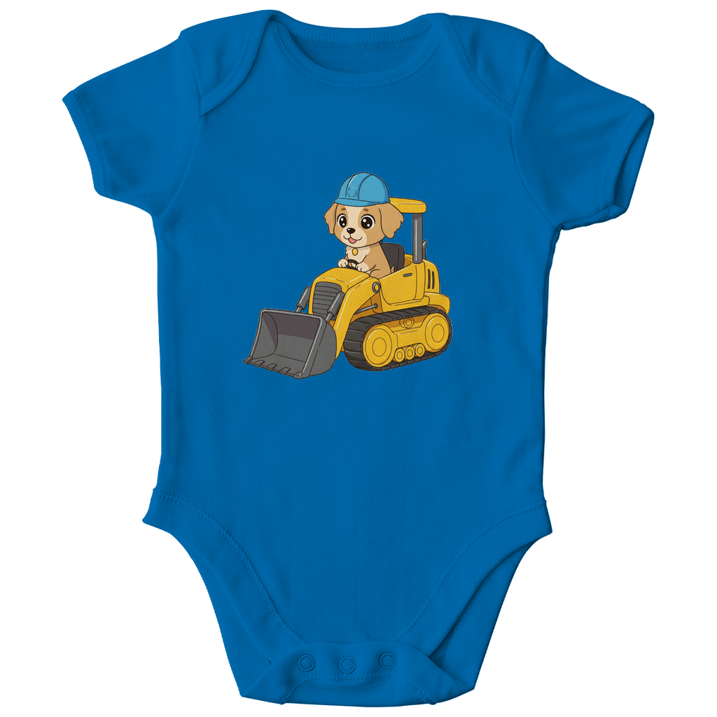 Baby Body Bio Baumwolle - Süßer Hund Bulldozer - KinderMode Shop super angenehm Online Kaufen Bestellen Deutschland