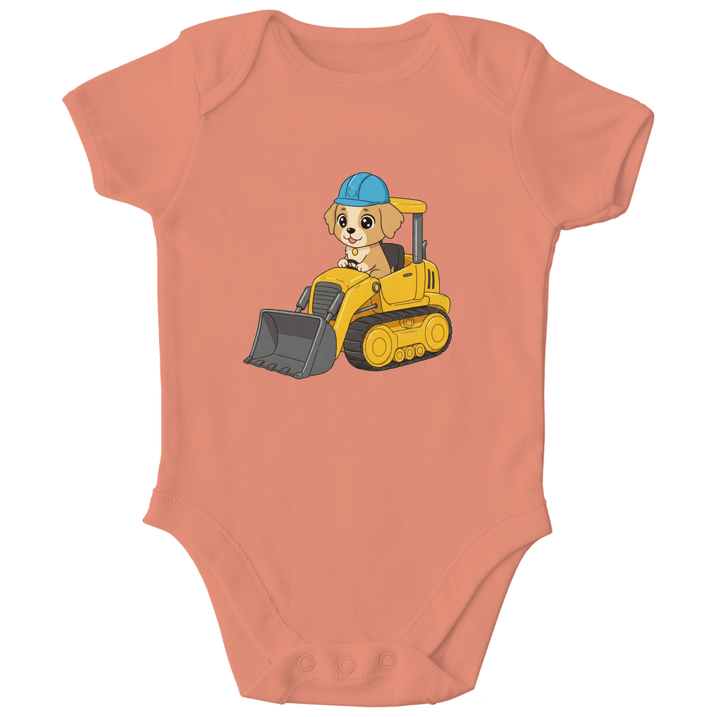Baby Body Bio Baumwolle - Süßer Hund Bulldozer - KinderMode Shop super angenehm Online Kaufen Bestellen Deutschland