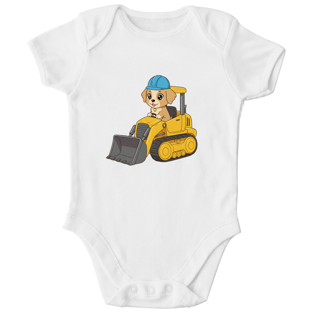 Baby Body Bio Baumwolle - Süßer Hund Bulldozer - KinderMode Shop super angenehm Online Kaufen Bestellen Deutschland