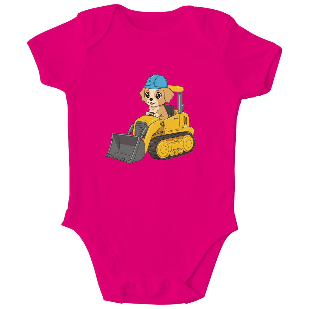 Baby Body Bio Baumwolle - Süßer Hund Bulldozer - KinderMode Shop super angenehm Online Kaufen Bestellen Deutschland