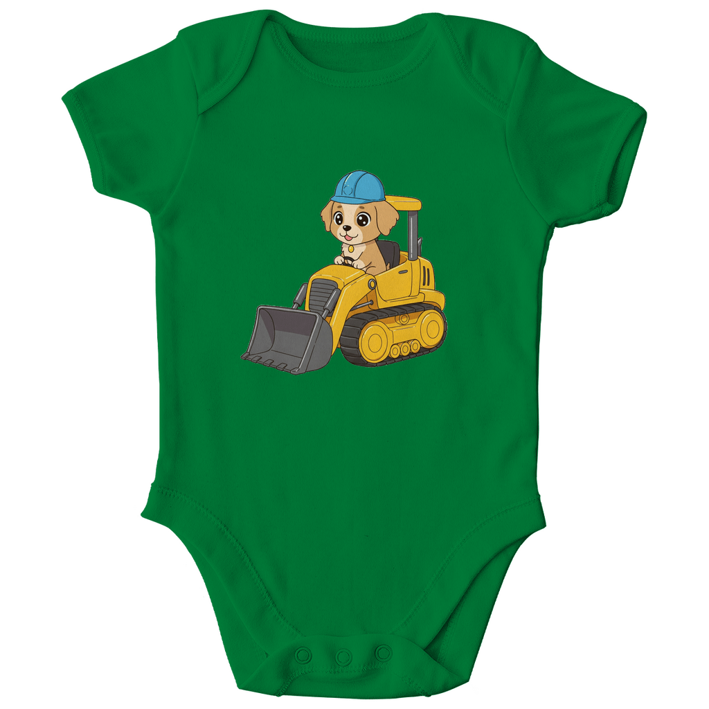 Baby Body Bio Baumwolle - Süßer Hund Bulldozer - KinderMode Shop super angenehm Online Kaufen Bestellen Deutschland
