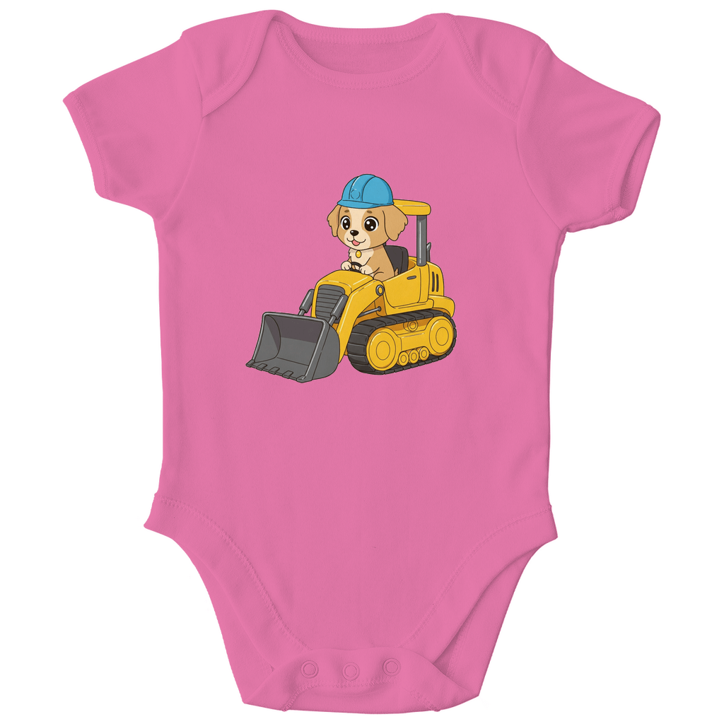 Baby Body Bio Baumwolle - Süßer Hund Bulldozer - KinderMode Shop super angenehm Online Kaufen Bestellen Deutschland