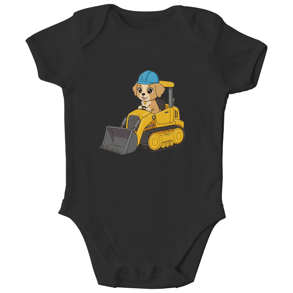 Baby Body Bio Baumwolle - Süßer Hund Bulldozer - KinderMode Shop super angenehm Online Kaufen Bestellen Deutschland