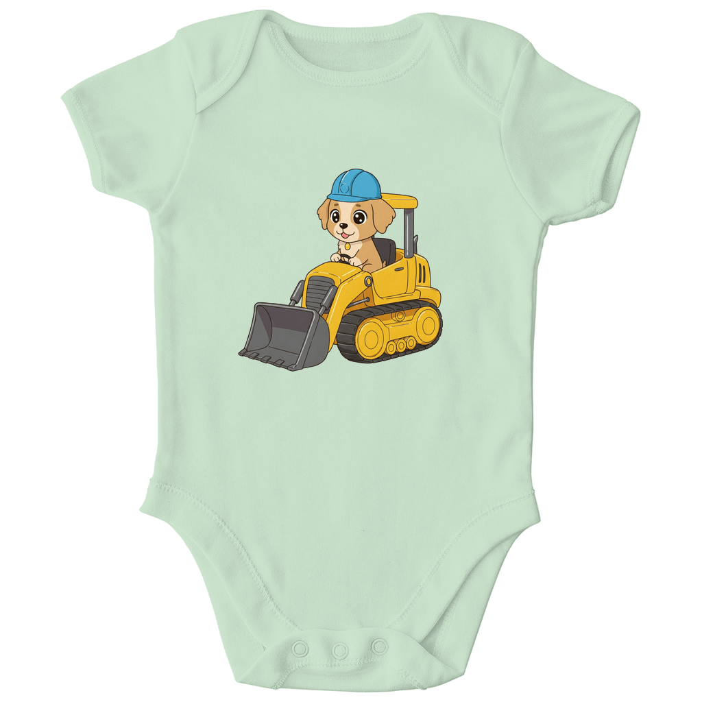 Baby Body Bio Baumwolle - Süßer Hund Bulldozer - KinderMode Shop super angenehm Online Kaufen Bestellen Deutschland