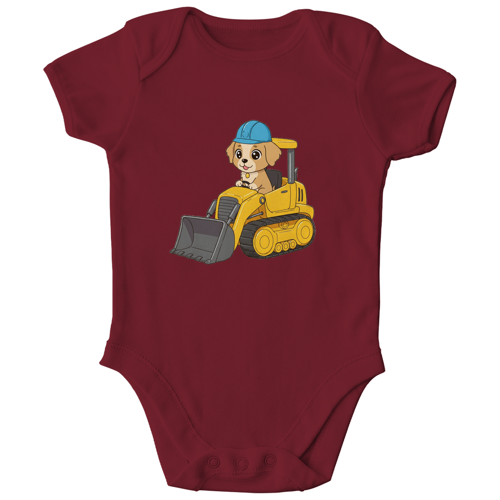 Baby Body Bio Baumwolle - Süßer Hund Bulldozer - KinderMode Shop super angenehm Online Kaufen Bestellen Deutschland