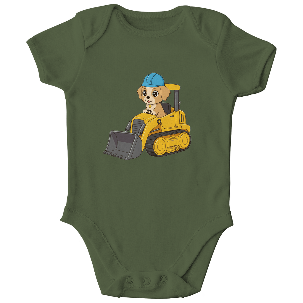 Baby Body Bio Baumwolle - Süßer Hund Bulldozer - KinderMode Shop super angenehm Online Kaufen Bestellen Deutschland