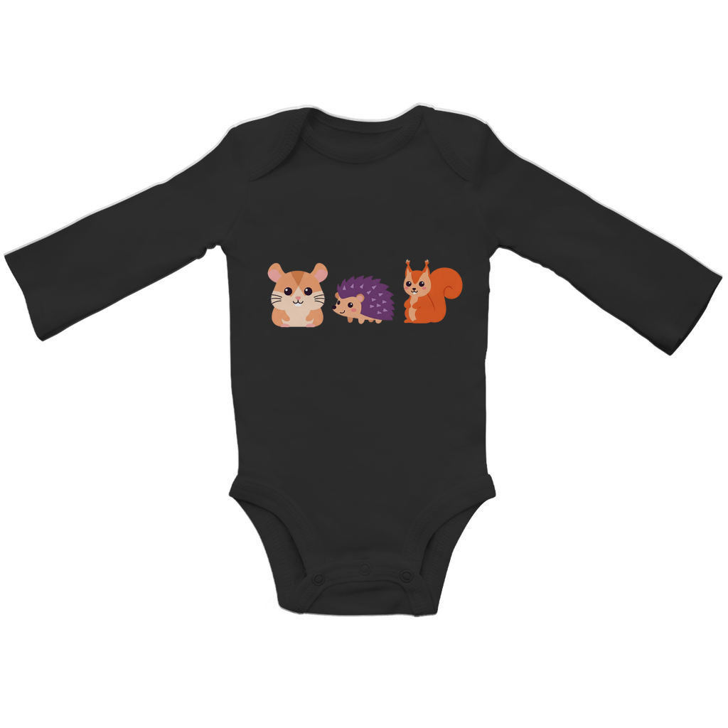 Baby Body Suite Langarm, Bio Baumwolle - Hamster, Igel, Eichhörnchen - KinderMode Shop super angenehm Online Kaufen Bestellen Deutschland