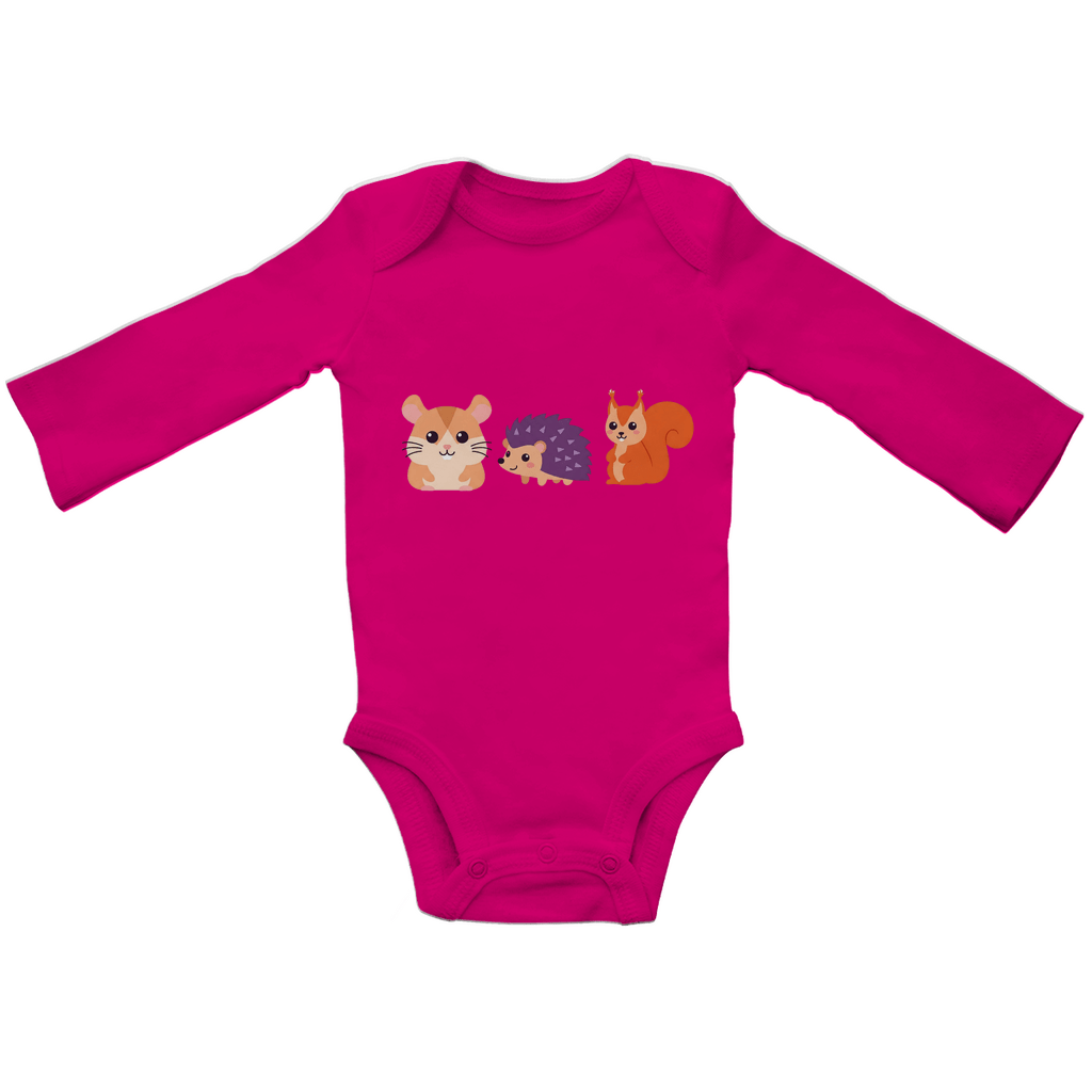 Baby Body Suite Langarm, Bio Baumwolle - Hamster, Igel, Eichhörnchen - KinderMode Shop super angenehm Online Kaufen Bestellen Deutschland