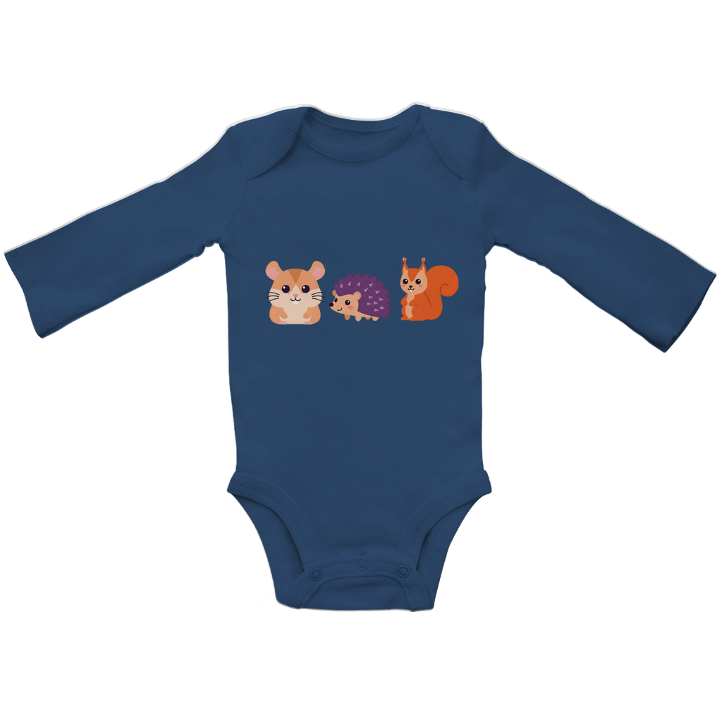 Baby Body Suite Langarm, Bio Baumwolle - Hamster, Igel, Eichhörnchen - KinderMode Shop super angenehm Online Kaufen Bestellen Deutschland