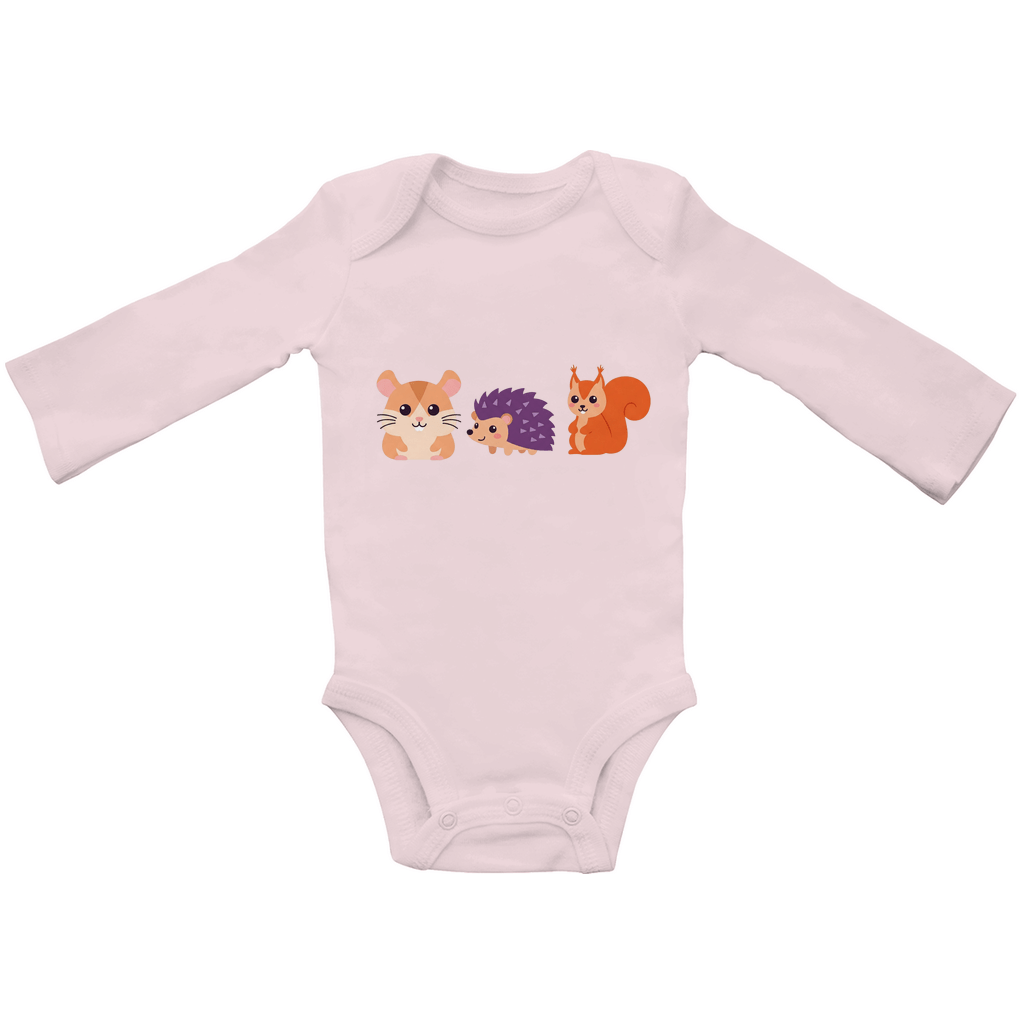 Baby Body Suite Langarm, Bio Baumwolle - Hamster, Igel, Eichhörnchen - KinderMode Shop super angenehm Online Kaufen Bestellen Deutschland