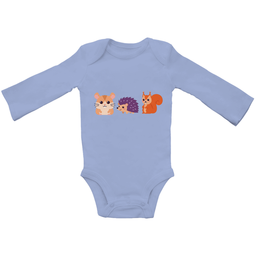Baby Body Suite Langarm, Bio Baumwolle - Hamster, Igel, Eichhörnchen online bestellen kaufen