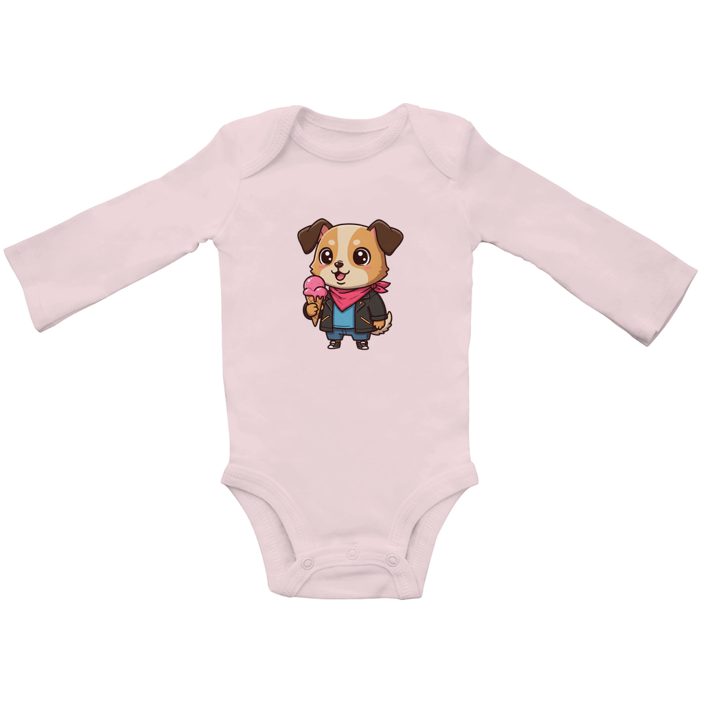 Baby Body Suite Langarm, Bio Baumwolle - Hund, Eis, Sommer - KinderMode Shop super angenehm Online Kaufen Bestellen Deutschland