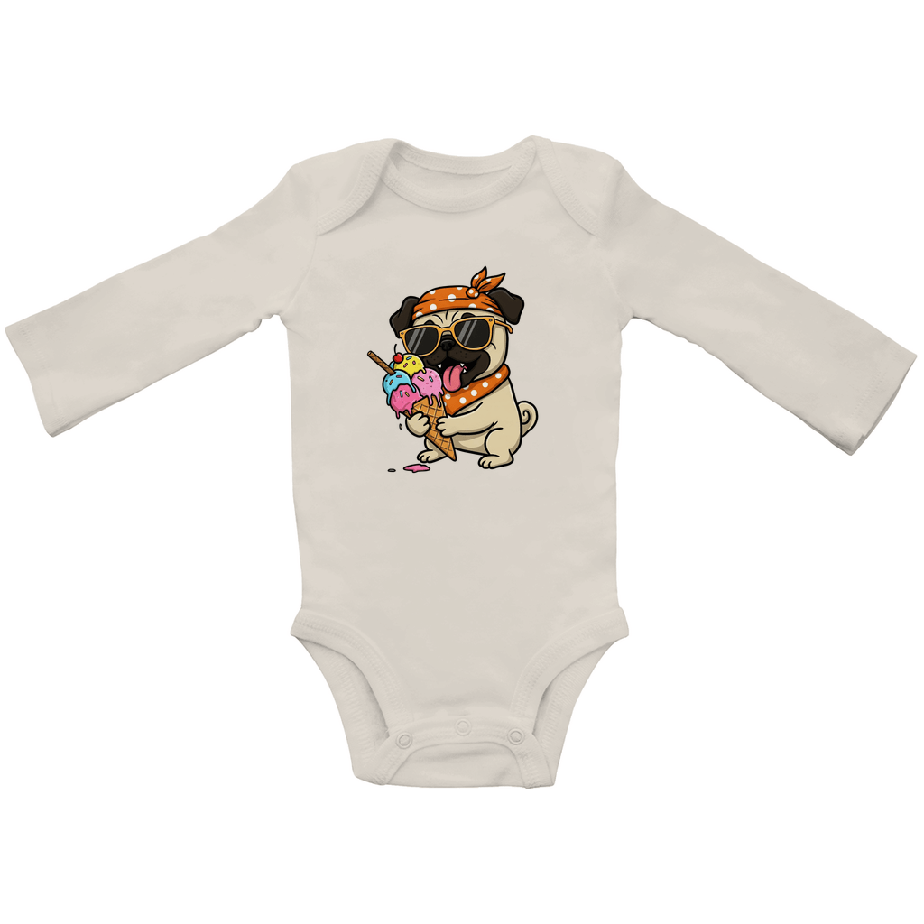 Baby Body Suite Langarm, Bio Baumwolle - Hund, Eis, Sommer - KinderMode Shop super angenehm Online Kaufen Bestellen Deutschland
