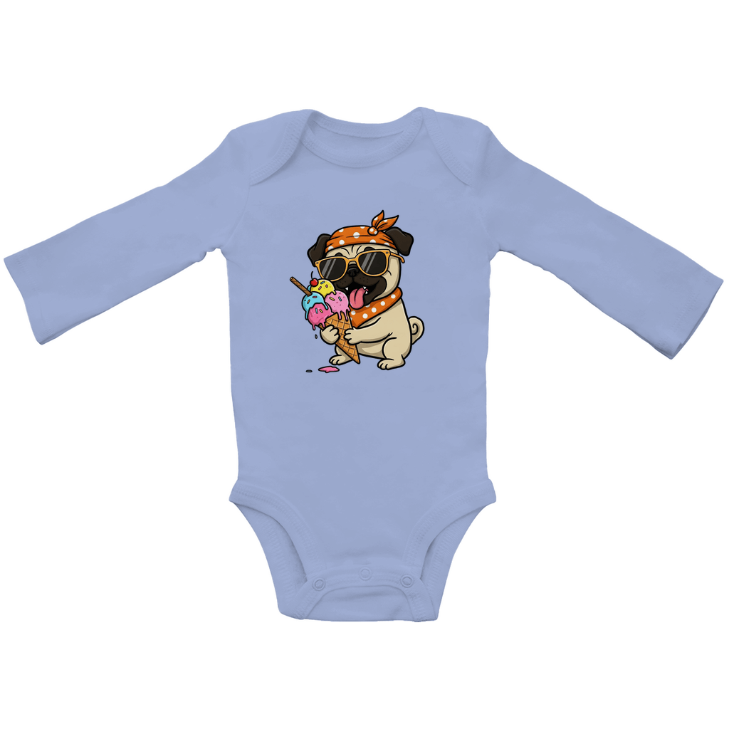 Baby Body Suite Langarm, Bio Baumwolle - Hund, Eis, Sommer - KinderMode Shop super angenehm Online Kaufen Bestellen Deutschland