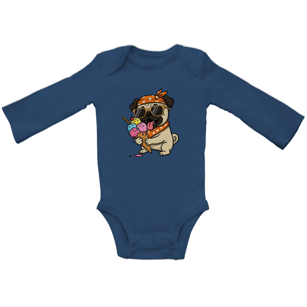 Baby Body Suite Langarm, Bio Baumwolle - Hund, Eis, Sommer - KinderMode Shop super angenehm Online Kaufen Bestellen Deutschland
