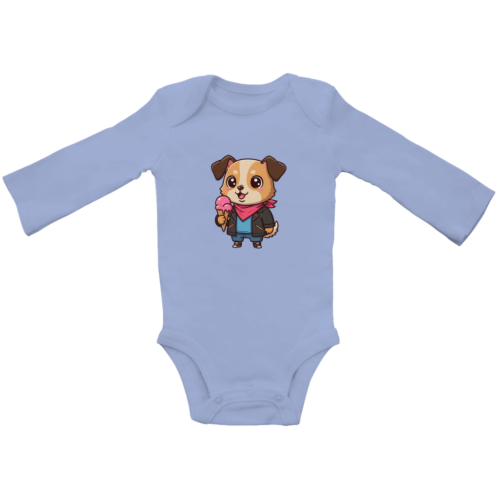 Baby Body Suite Langarm, Bio Baumwolle - Hund, Eis, Sommer - KinderMode Shop super angenehm Online Kaufen Bestellen Deutschland