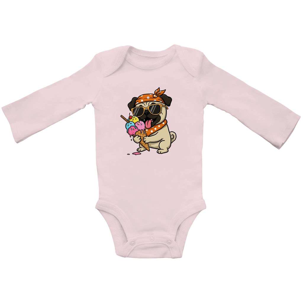 Baby Body Suite Langarm, Bio Baumwolle - Hund, Eis, Sommer - KinderMode Shop super angenehm Online Kaufen Bestellen Deutschland