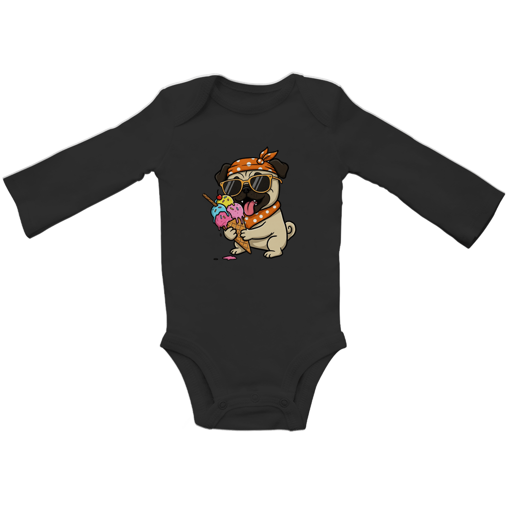 Baby Body Suite Langarm, Bio Baumwolle - Hund, Eis, Sommer - KinderMode Shop super angenehm Online Kaufen Bestellen Deutschland