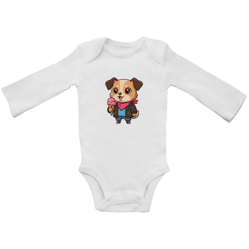 Baby Body Suite Langarm, Bio Baumwolle - Hund, Eis, Sommer online bestellen kaufen