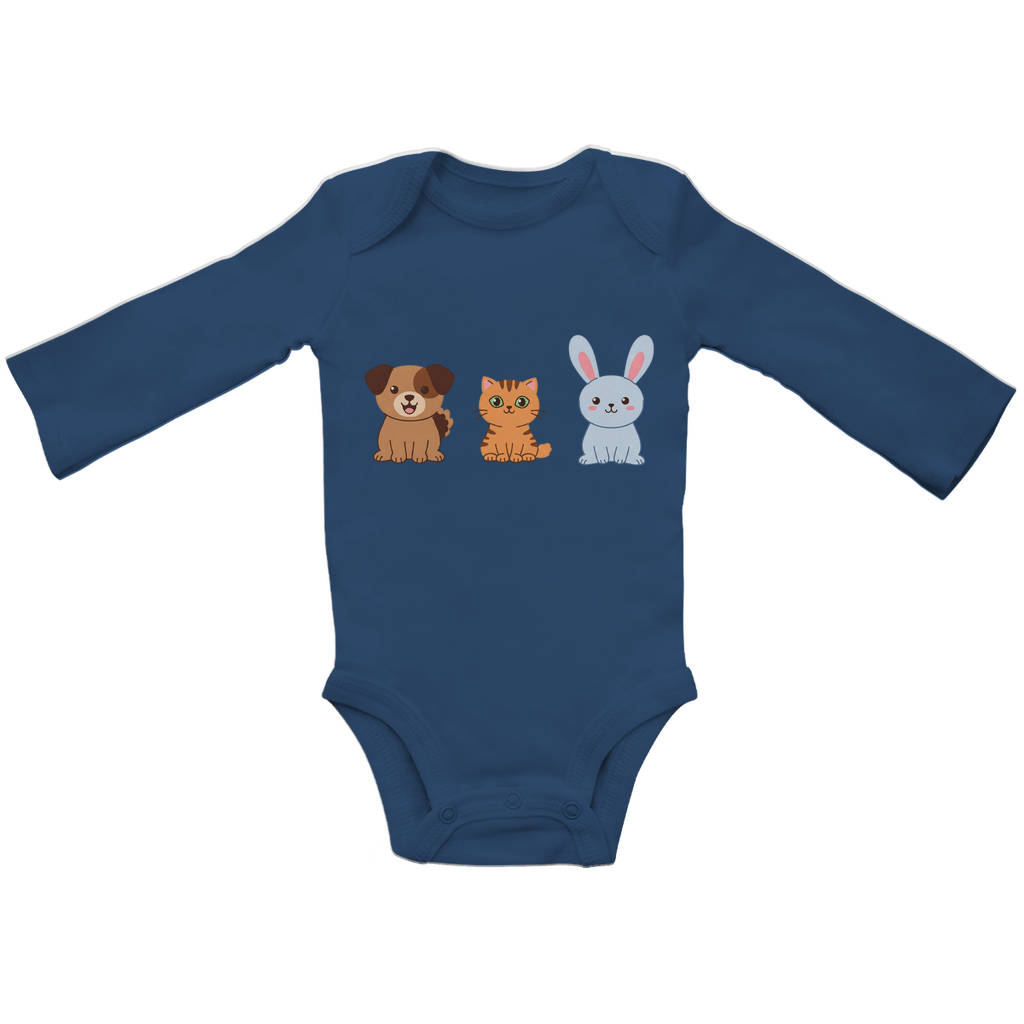 Baby Body Suite Langarm, Bio Baumwolle - Hund, Katze, Hase - KinderMode Shop super angenehm Online Kaufen Bestellen Deutschland