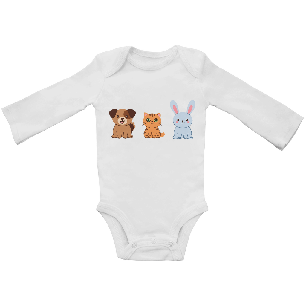 Baby Body Suite Langarm, Bio Baumwolle - Hund, Katze, Hase - KinderMode Shop super angenehm Online Kaufen Bestellen Deutschland