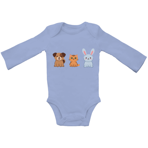 Baby Body Suite Langarm, Bio Baumwolle - Hund, Katze, Hase online bestellen kaufen