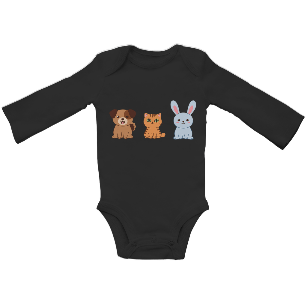 Baby Body Suite Langarm, Bio Baumwolle - Hund, Katze, Hase - KinderMode Shop super angenehm Online Kaufen Bestellen Deutschland