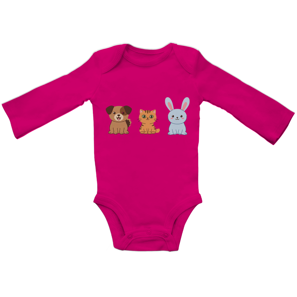 Baby Body Suite Langarm, Bio Baumwolle - Hund, Katze, Hase - KinderMode Shop super angenehm Online Kaufen Bestellen Deutschland
