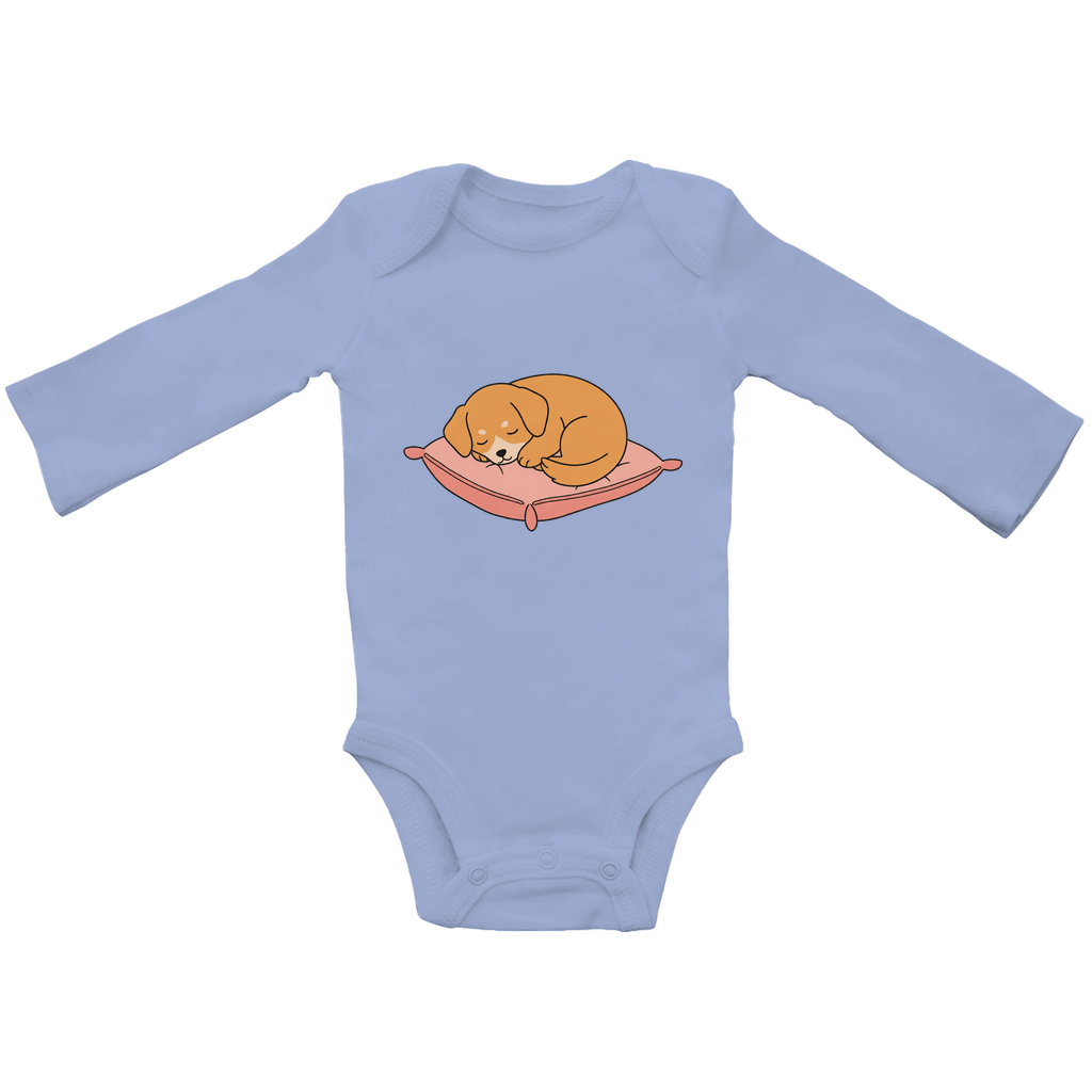 Baby Body Suite Langarm, Bio Baumwolle - Hund schläft - KinderMode Shop super angenehm Online Kaufen Bestellen Deutschland