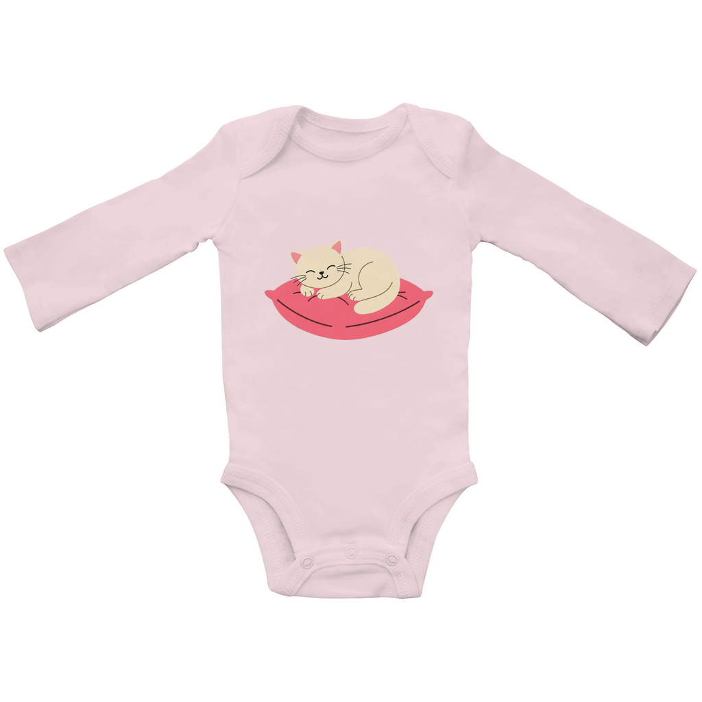 Baby Body Suite Langarm, Bio Baumwolle - Katze schläft - KinderMode Shop super angenehm Online Kaufen Bestellen Deutschland