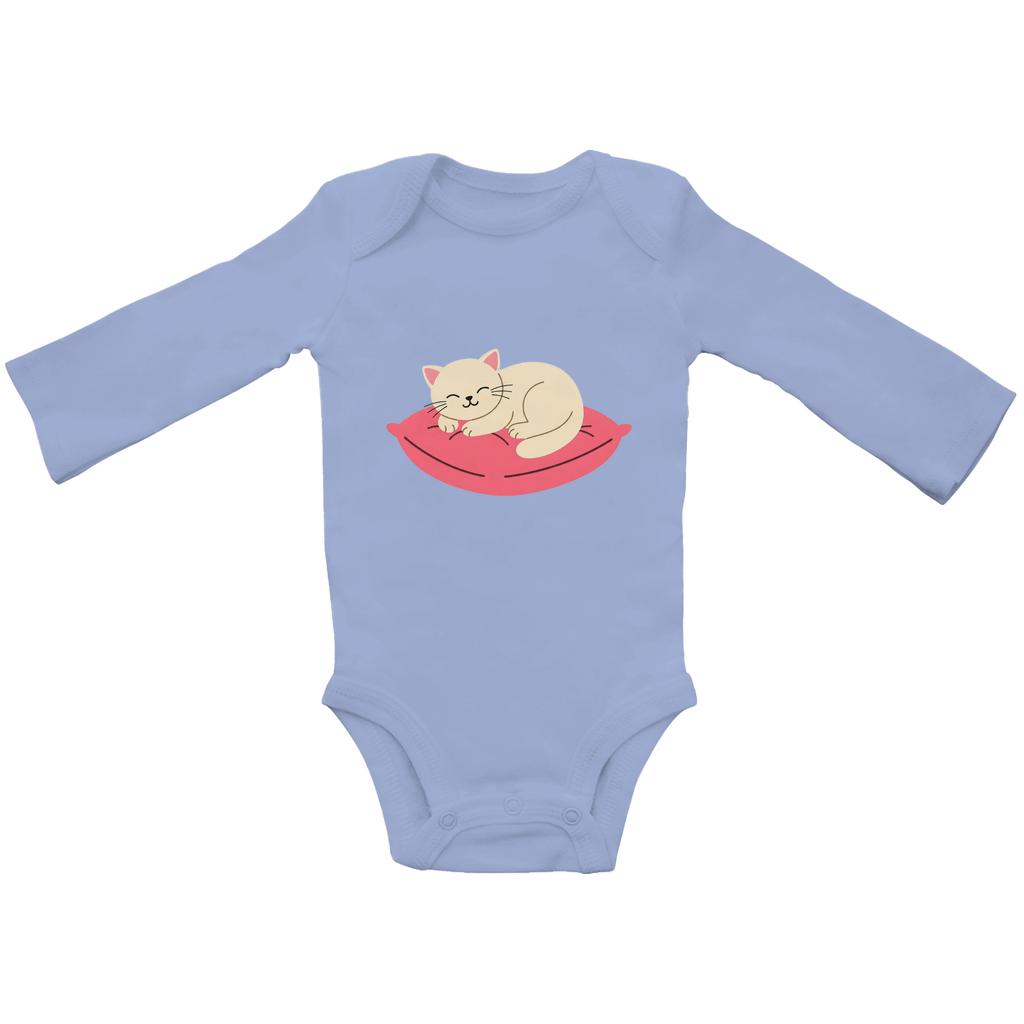 Baby Body Suite Langarm, Bio Baumwolle - Katze schläft - KinderMode Shop super angenehm Online Kaufen Bestellen Deutschland