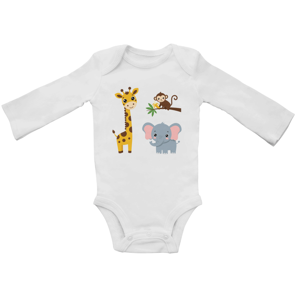 Baby Body Suite Langarm, Bio Baumwolle - Süße Tiere - KinderMode Shop super angenehm Online Kaufen Bestellen Deutschland