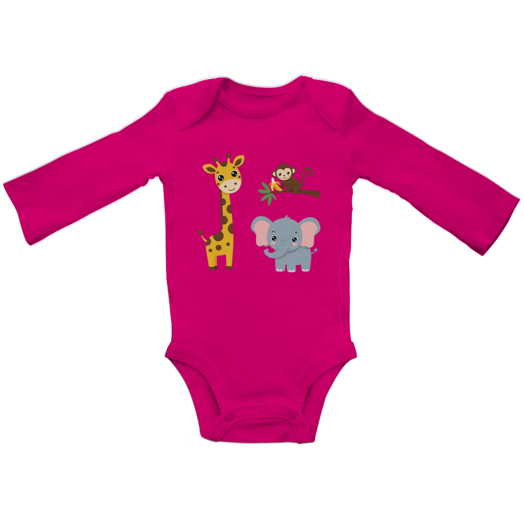 Baby Body Suite Langarm, Bio Baumwolle - Süße Tiere - KinderMode Shop super angenehm Online Kaufen Bestellen Deutschland