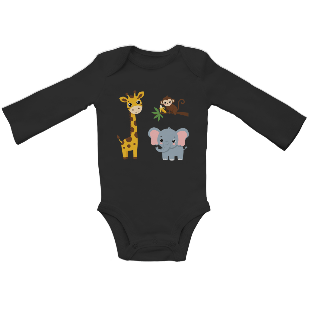 Baby Body Suite Langarm, Bio Baumwolle - Süße Tiere - KinderMode Shop super angenehm Online Kaufen Bestellen Deutschland