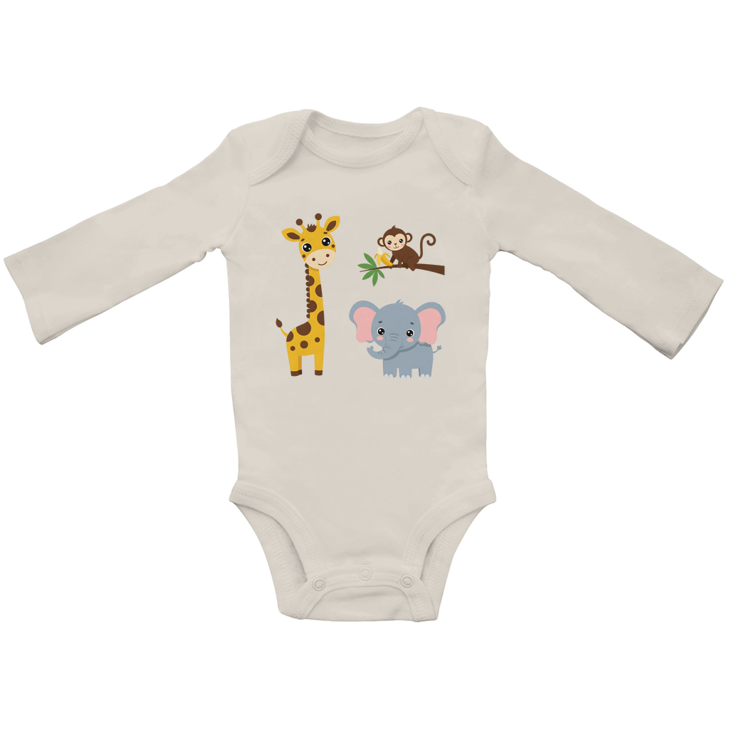 Baby Body Suite Langarm, Bio Baumwolle - Süße Tiere - KinderMode Shop super angenehm Online Kaufen Bestellen Deutschland