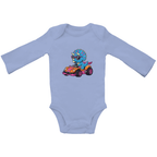 Baby Body Suite Langarm, Bio Baumwolle - Süßer Dino im Rennwagen online bestellen kaufen