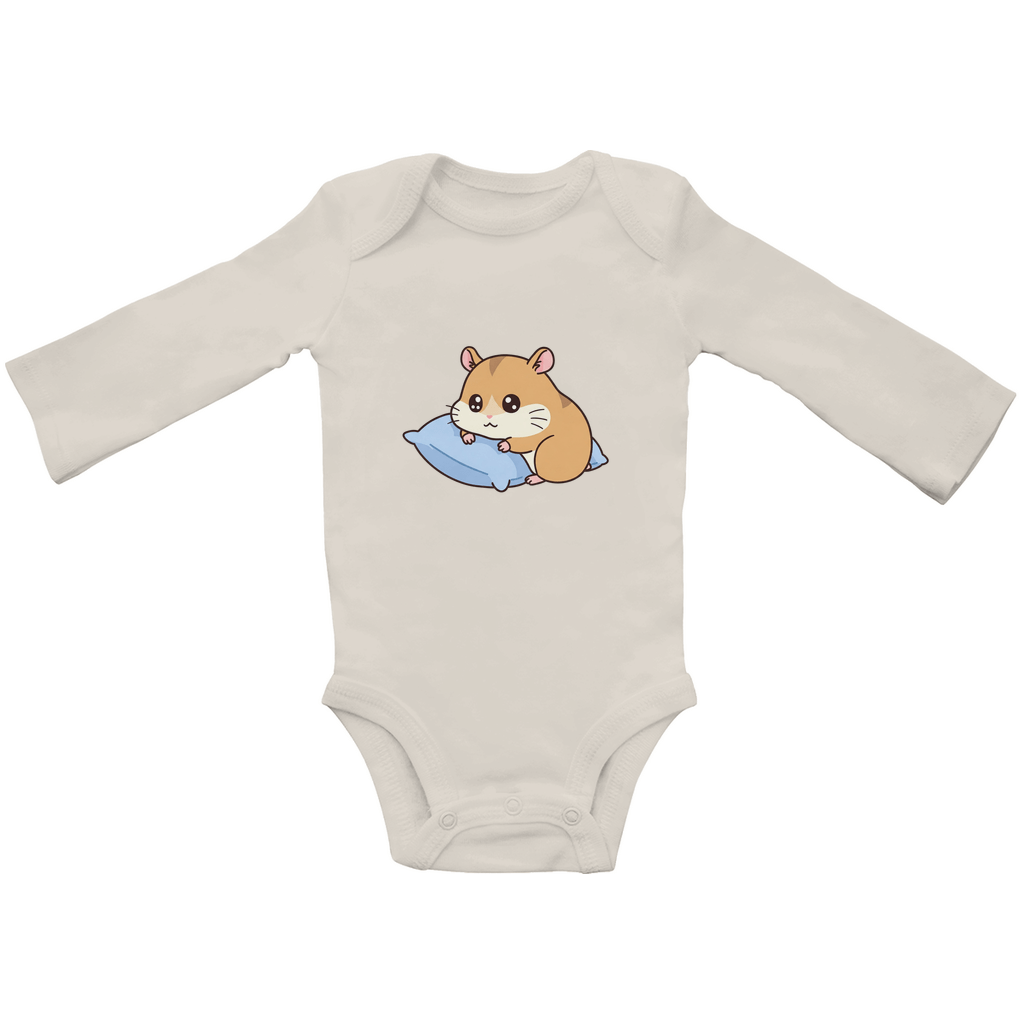 Baby Body Suite Langarm, Bio Baumwolle - Süßer Hamster, Kissen - KinderMode Shop super angenehm Online Kaufen Bestellen Deutschland