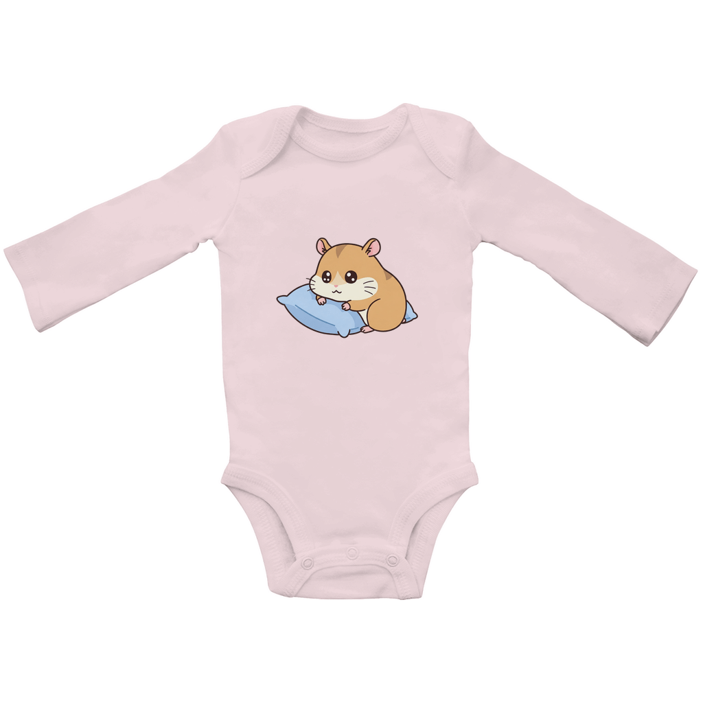 Baby Body Suite Langarm, Bio Baumwolle - Süßer Hamster, Kissen - KinderMode Shop super angenehm Online Kaufen Bestellen Deutschland